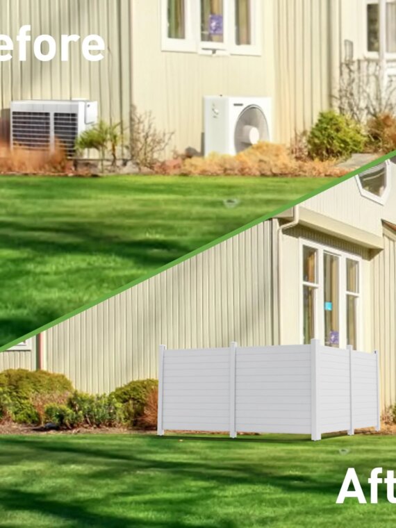 Caprihom Vinyl Privacy Fence 50"x50" for AC Units & Trash Cans, Weather-Resistant, Easy Install