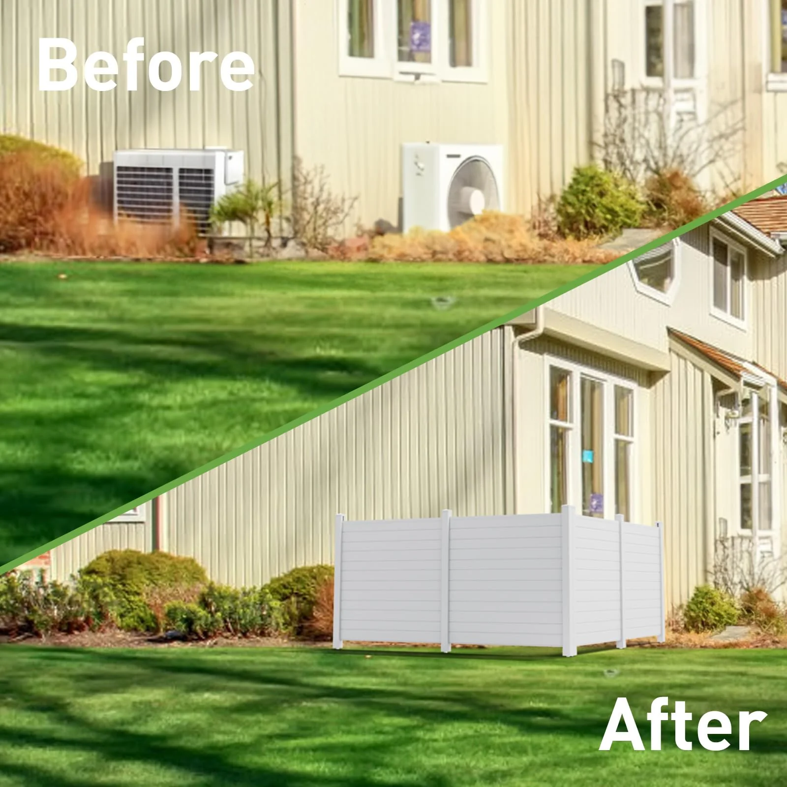 Caprihom Vinyl Privacy Fence 50"x50" for AC Units & Trash Cans, Weather-Resistant, Easy Install