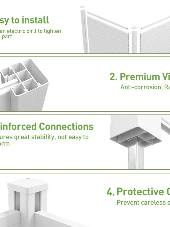 Caprihom Vinyl Privacy Fence 50"x50" for AC Units & Trash Cans, Weather-Resistant, Easy Install