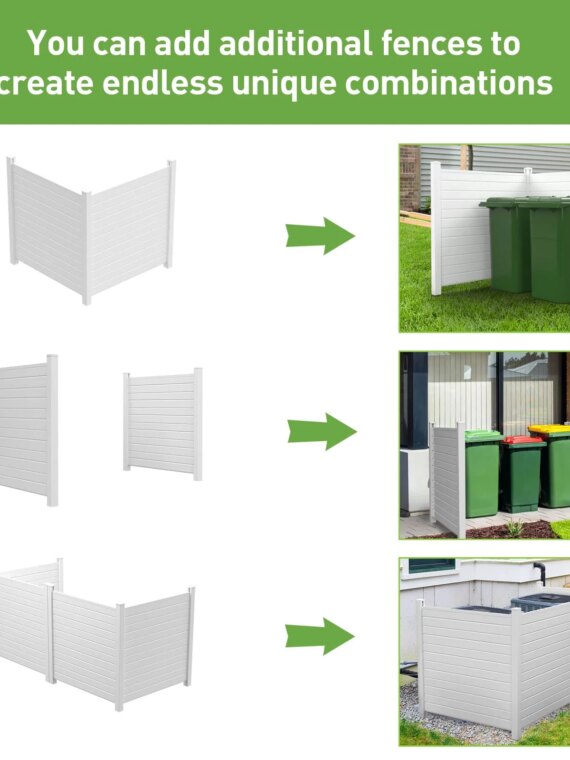 Caprihom Vinyl Privacy Fence 50"x50" for AC Units & Trash Cans, Weather-Resistant, Easy Install