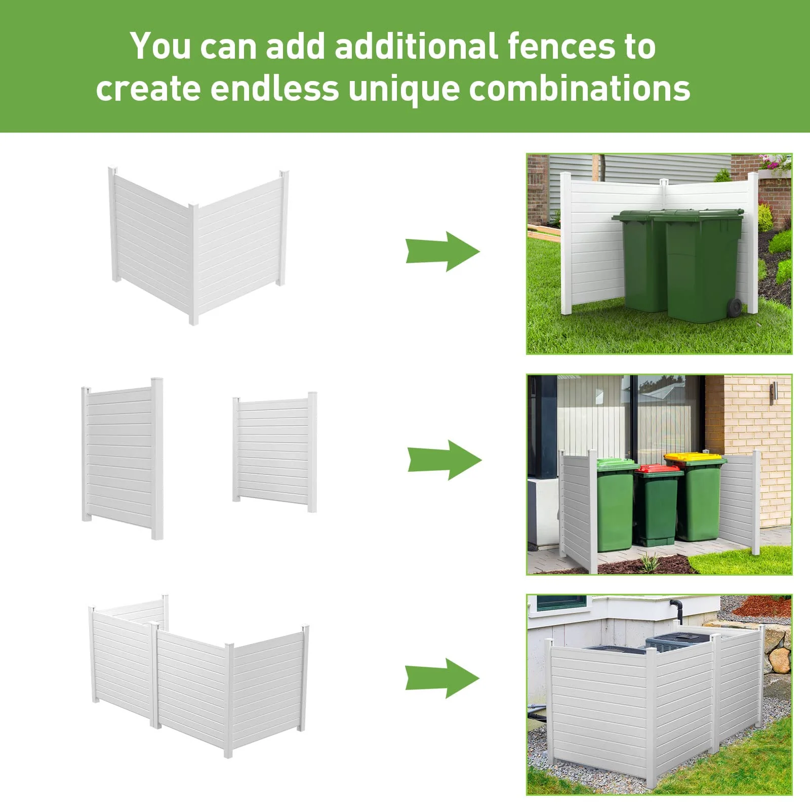 Caprihom Vinyl Privacy Fence 50"x50" for AC Units & Trash Cans, Weather-Resistant, Easy Install