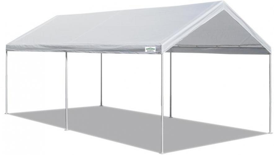 Caravan Canopy Domain Basic 10x20 ft White Carport Shelter, Steel Frame, Water Resistant, Multi-Use