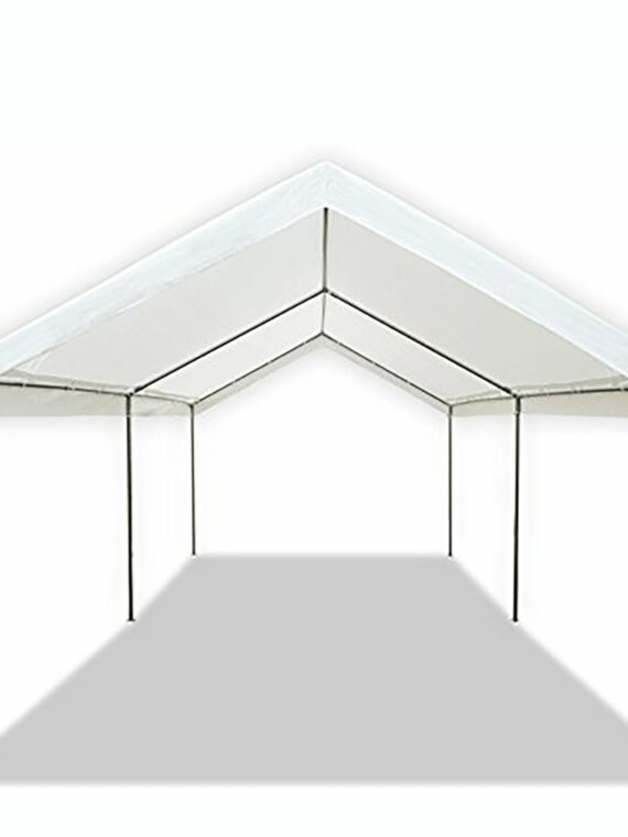 Caravan Canopy Domain Basic 10x20 ft White Carport Shelter, Steel Frame, Water Resistant, Multi-Use
