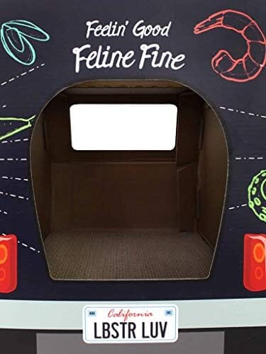 Cat House & Scratcher by Cat Food Truck - 2-in-1 Cardboard with Catnip, Easy Assembly, Supports Paw Health
