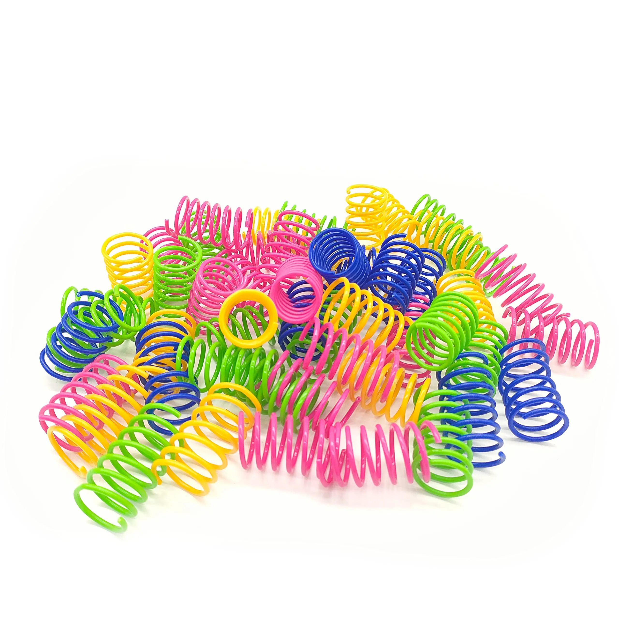 Catify 30-Pack Durable Flexible Plastic Cat Spring Toys - Vibrant Colors, Safe Non-Toxic Play for Cats & Kittens