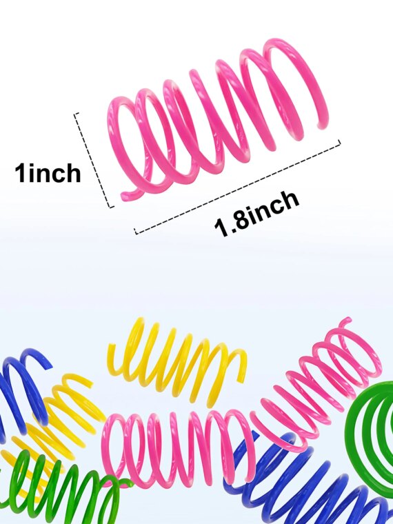 Catify 30-Pack Durable Flexible Plastic Cat Spring Toys - Vibrant Colors, Safe Non-Toxic Play for Cats & Kittens