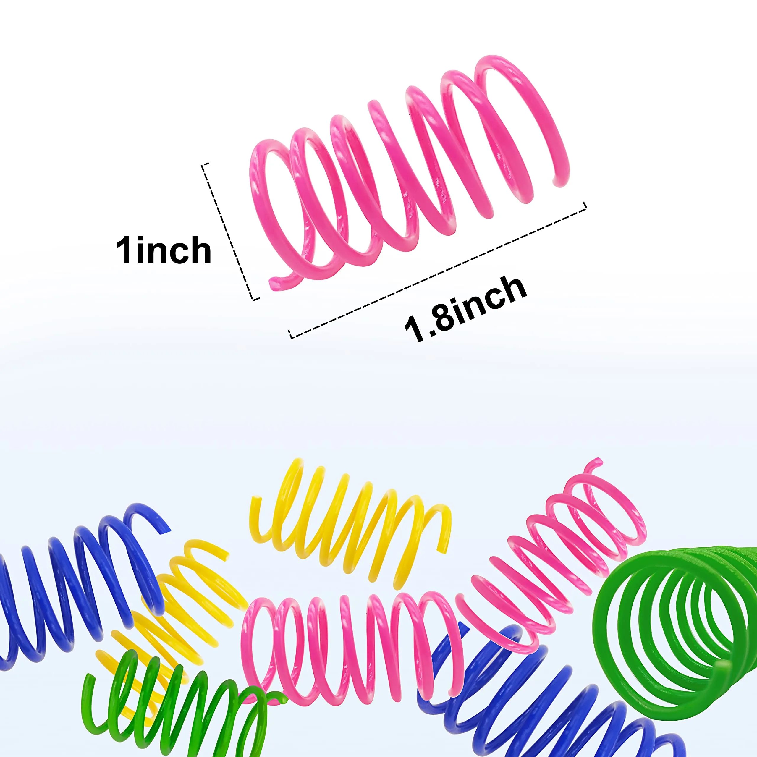Catify 30-Pack Durable Flexible Plastic Cat Spring Toys - Vibrant Colors, Safe Non-Toxic Play for Cats & Kittens