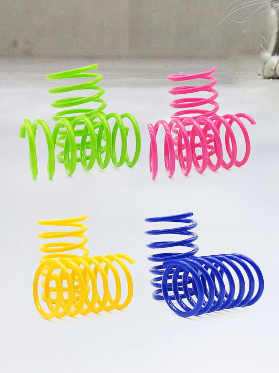 Catify 30-Pack Durable Flexible Plastic Cat Spring Toys - Vibrant Colors, Safe Non-Toxic Play for Cats & Kittens