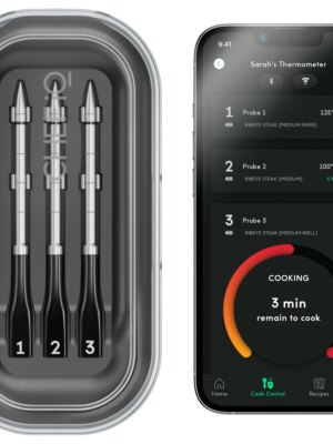 CHEF iQ Sense Smart Wireless Meat Thermometer Set with 3 Probes, Long-Range, Quad Sensors, App Alerts, Dishwasher-Safe