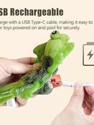 ChirpyPets Touch Activated Flapping Lizard Toy with Catnip for Indoor Cats, USB Rechargeable