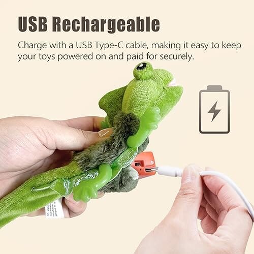 ChirpyPets Touch Activated Flapping Lizard Toy with Catnip for Indoor Cats, USB Rechargeable