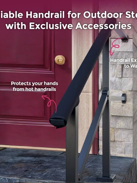 CHR Fence & Rail Sturdy Outdoor Handrails for Steps - Easy Install, IBC Compliant, 365-Day Exchange