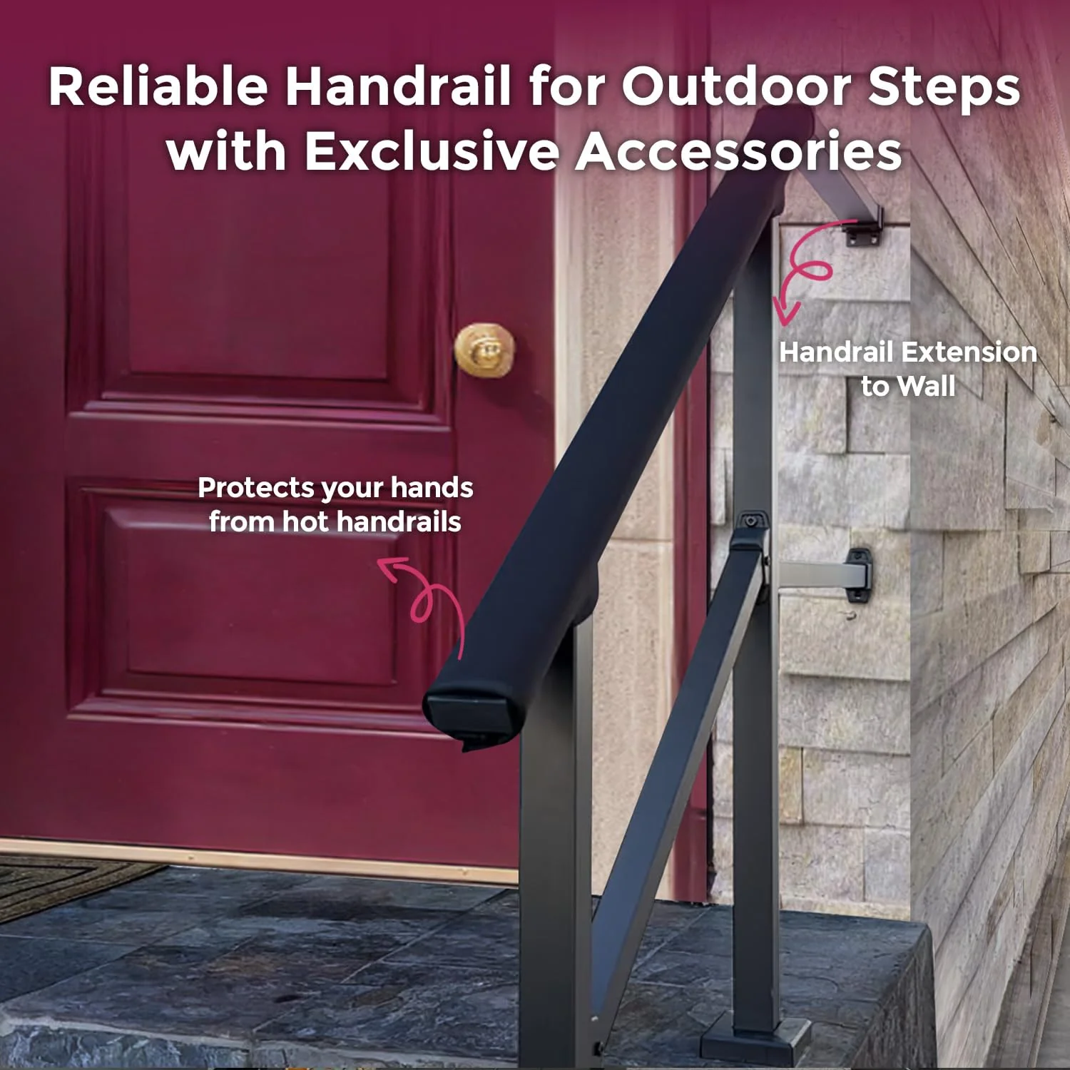 CHR Fence & Rail Sturdy Outdoor Handrails for Steps - Easy Install, IBC Compliant, 365-Day Exchange
