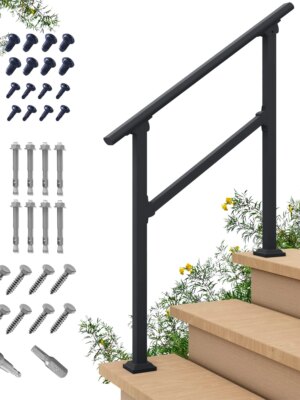 CHR Fence & Rail Sturdy Outdoor Handrails for Steps - Easy Install, IBC Compliant, 365-Day Exchange