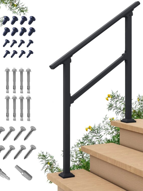 CHR Fence & Rail Sturdy Outdoor Handrails for Steps - Easy Install, IBC Compliant, 365-Day Exchange