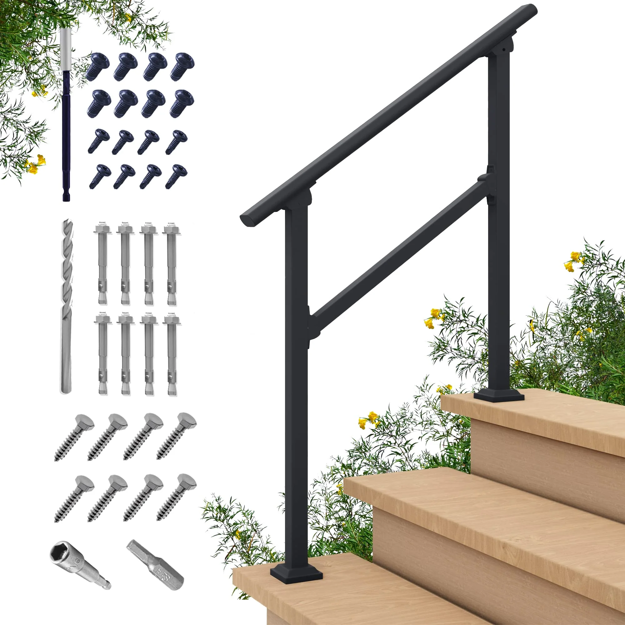 CHR Fence & Rail Sturdy Outdoor Handrails for Steps - Easy Install, IBC Compliant, 365-Day Exchange