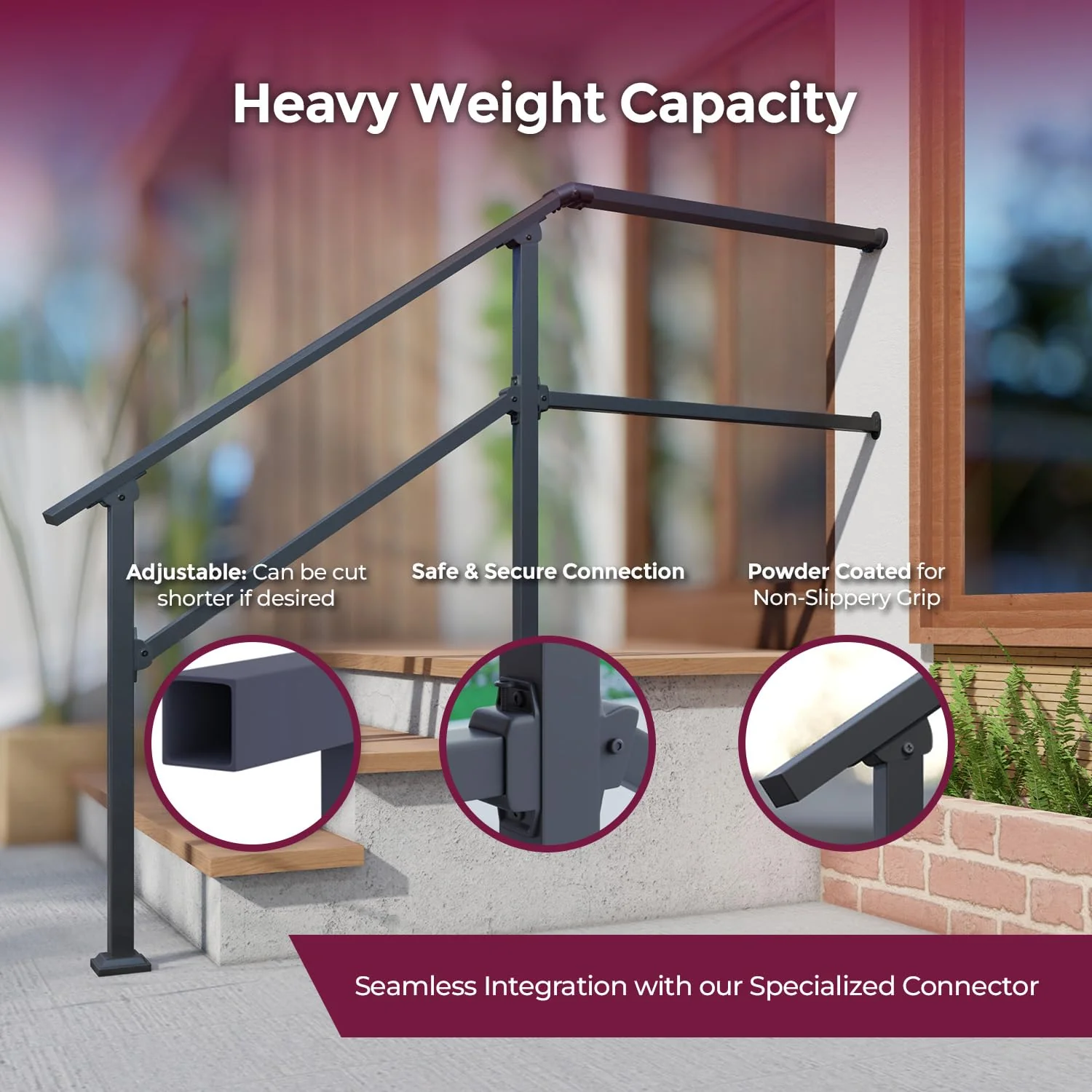 CHR Fence & Rail Sturdy Outdoor Handrails for Steps - Easy Install, IBC Compliant, 365-Day Exchange