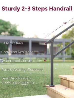 CHR Fence & Rail Sturdy Outdoor Handrails for Steps – Easy Install, IBC Compliant, 365-Day Exchange