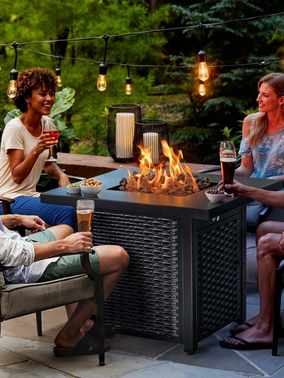 Ciays 28" Propane Fire Pit Table, 50,000 BTU, CSA-Listed, Outdoor Patio Heater with Lava Rocks