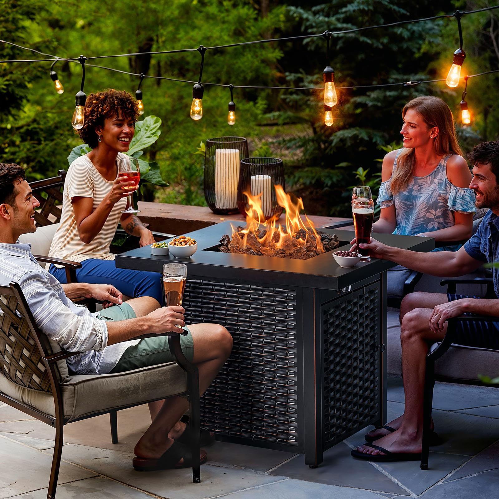 Ciays 28" Propane Fire Pit Table, 50,000 BTU, CSA-Listed, Outdoor Patio Heater with Lava Rocks