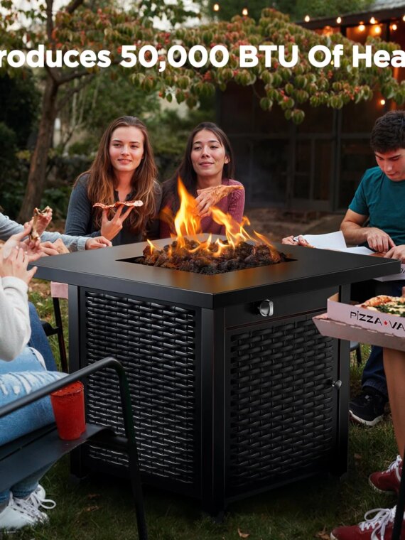 Ciays 28" Propane Fire Pit Table, 50,000 BTU, CSA-Listed, Outdoor Patio Heater with Lava Rocks