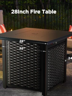 Ciays 28″ Propane Fire Pit Table, 50,000 BTU, CSA-Listed, Outdoor Patio Heater with Lava Rocks