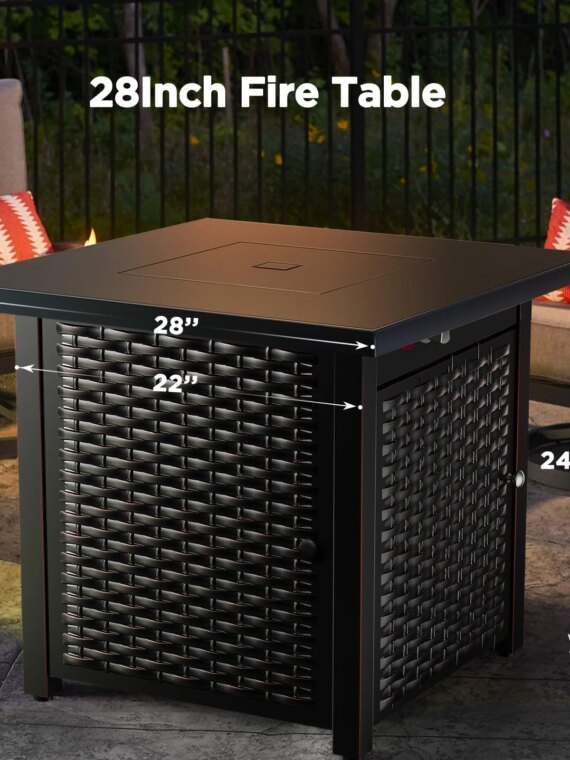 Ciays 28" Propane Fire Pit Table, 50,000 BTU, CSA-Listed, Outdoor Patio Heater with Lava Rocks