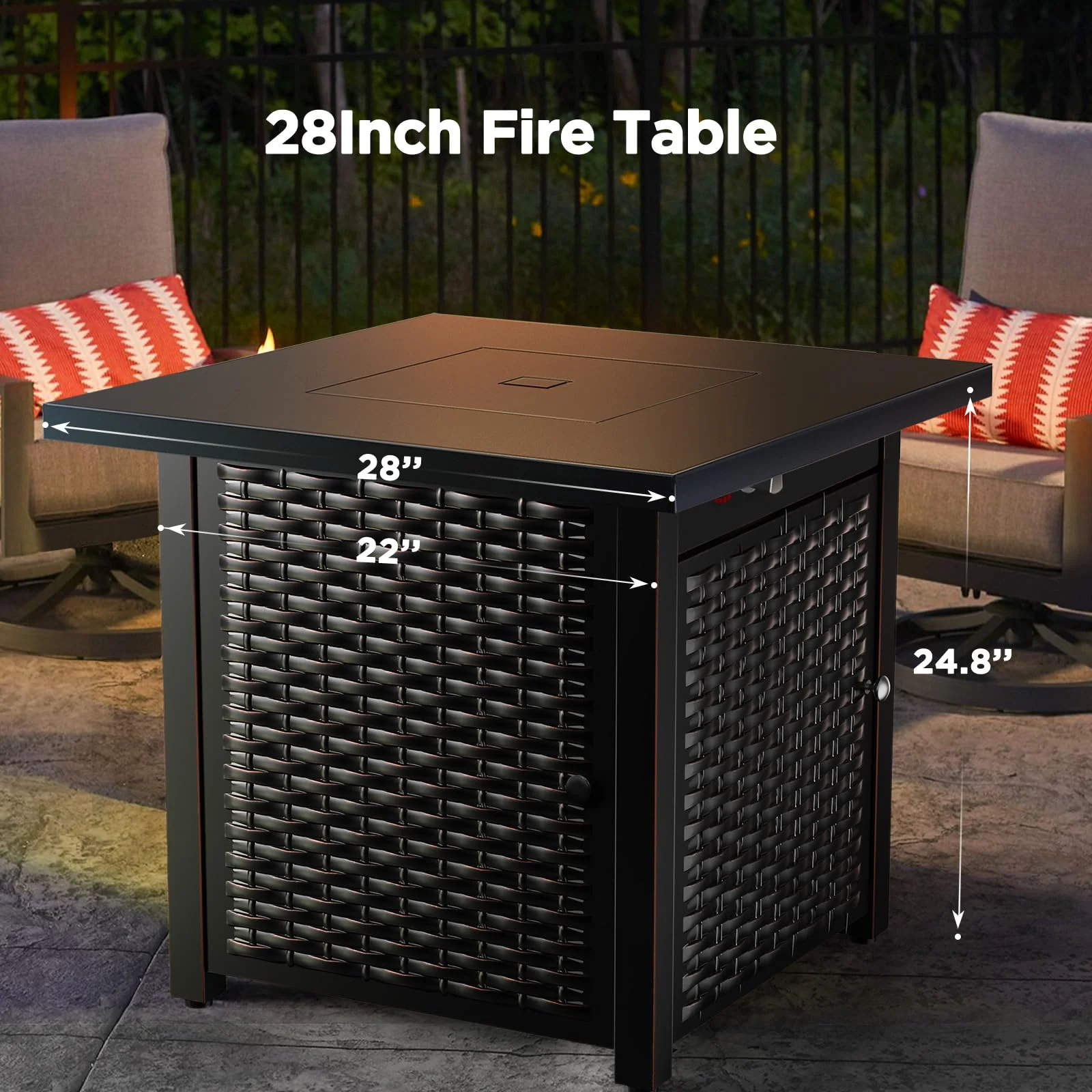 Ciays 28" Propane Fire Pit Table, 50,000 BTU, CSA-Listed, Outdoor Patio Heater with Lava Rocks