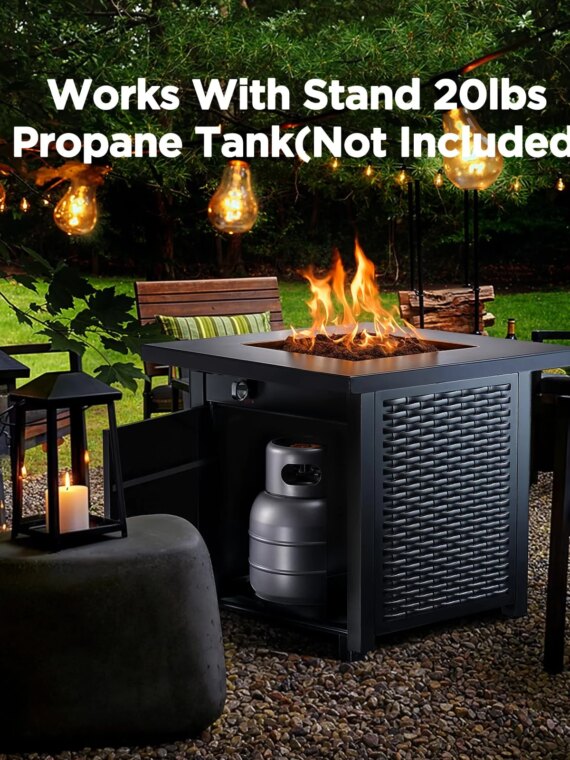 Ciays 28" Propane Fire Pit Table, 50,000 BTU, CSA-Listed, Outdoor Patio Heater with Lava Rocks
