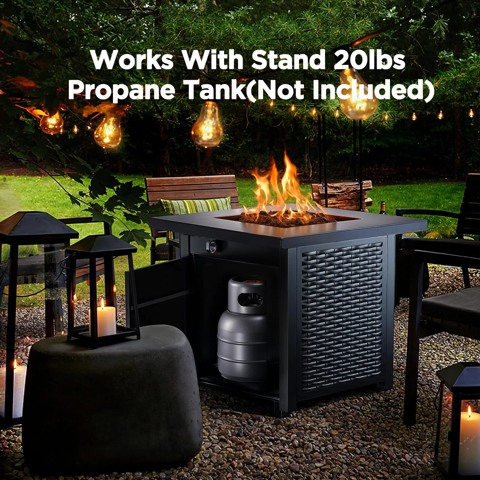 Ciays 28" Propane Fire Pit Table, 50,000 BTU, CSA-Listed, Outdoor Patio Heater with Lava Rocks