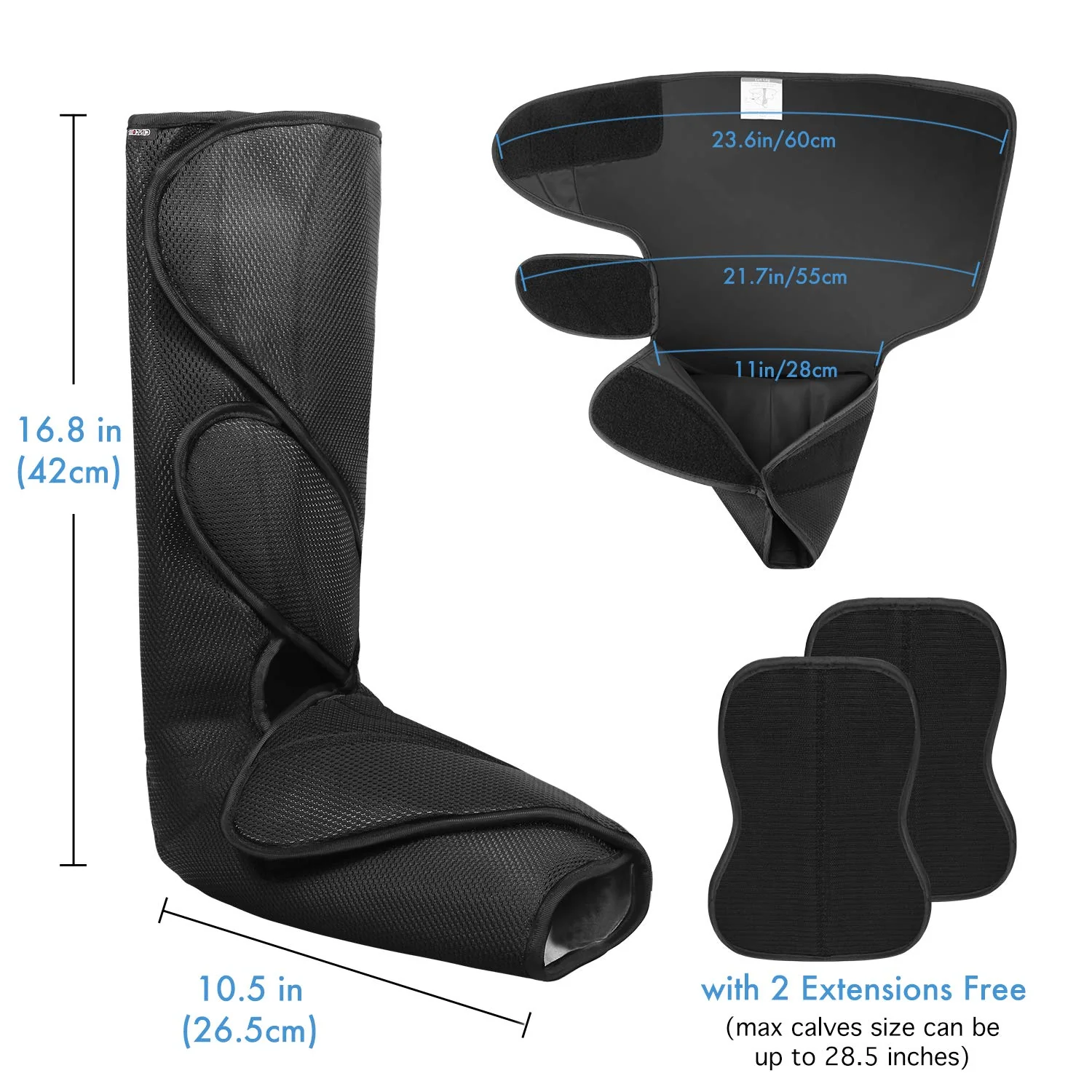 CINCOM Air Compression Leg Massager for Circulation & Pain Relief - Adjustable, Portable, Calf & Foot Massage Device