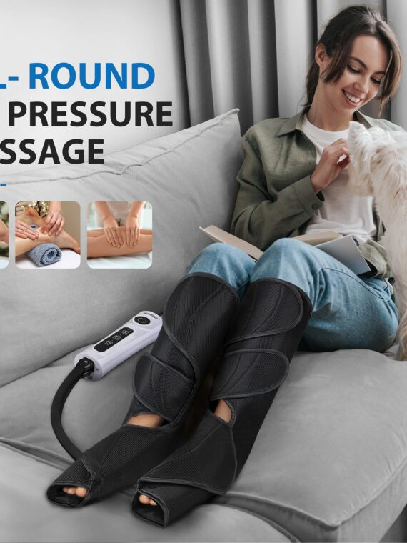 CINCOM Air Compression Leg Massager for Circulation & Pain Relief, Adjustable Fit, Portable Design