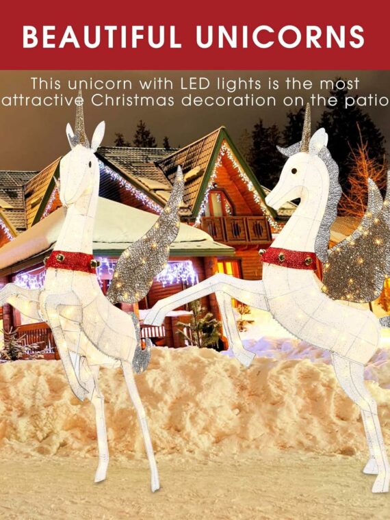 CiniQy Lighted Christmas Pegasus 4.7FT with 140 Warm White LEDs, Metal Outdoor/Indoor Decoration