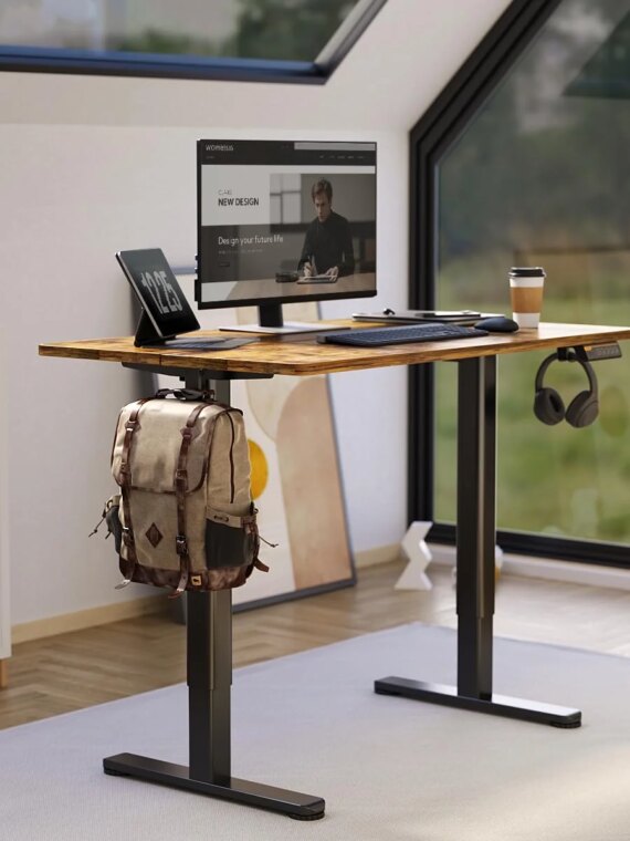 Claiks Electric Adjustable Height Standing Desk 48x24 Inches - Ergonomic Home Office Furniture