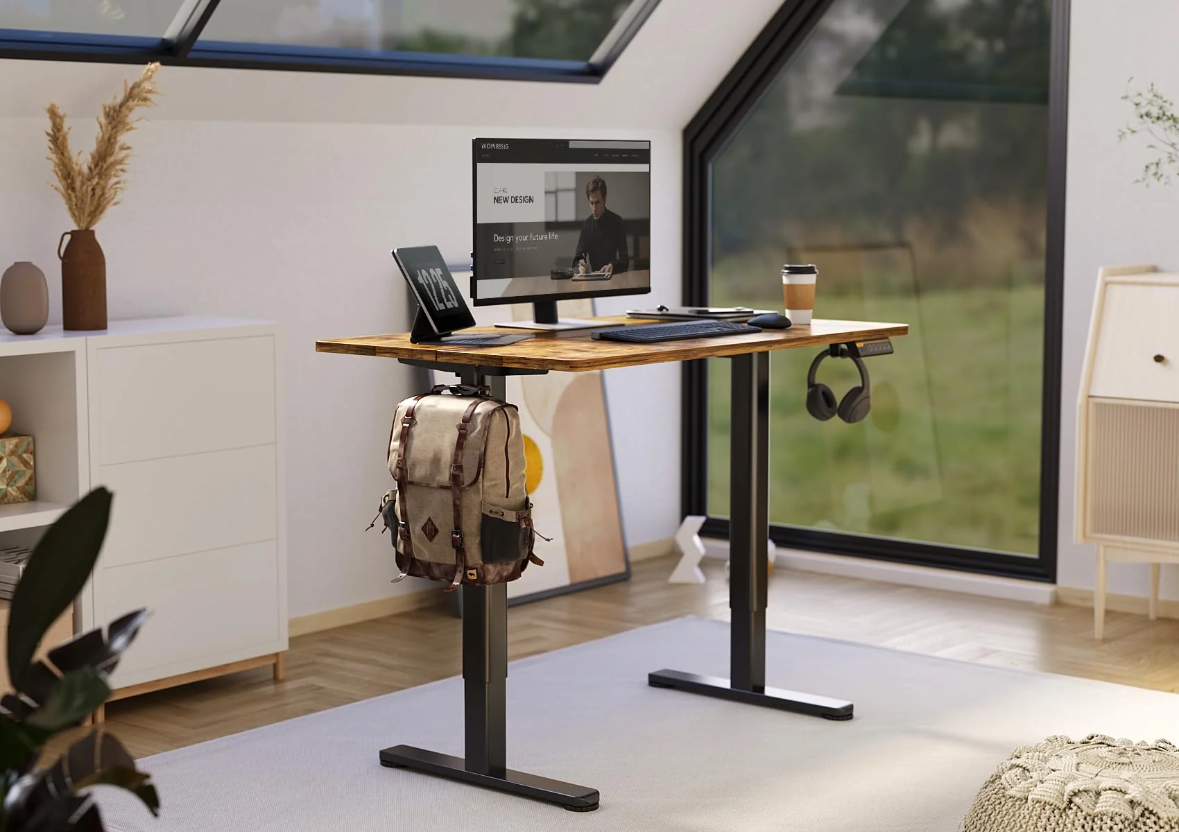 Claiks Electric Adjustable Height Standing Desk 48x24 Inches - Ergonomic Home Office Furniture