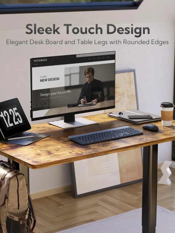 Claiks Electric Adjustable Height Standing Desk 48x24 Inches - Ergonomic Home Office Furniture