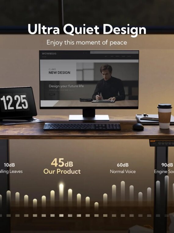 Claiks Electric Adjustable Height Standing Desk 48x24 Inches - Ergonomic Home Office Furniture