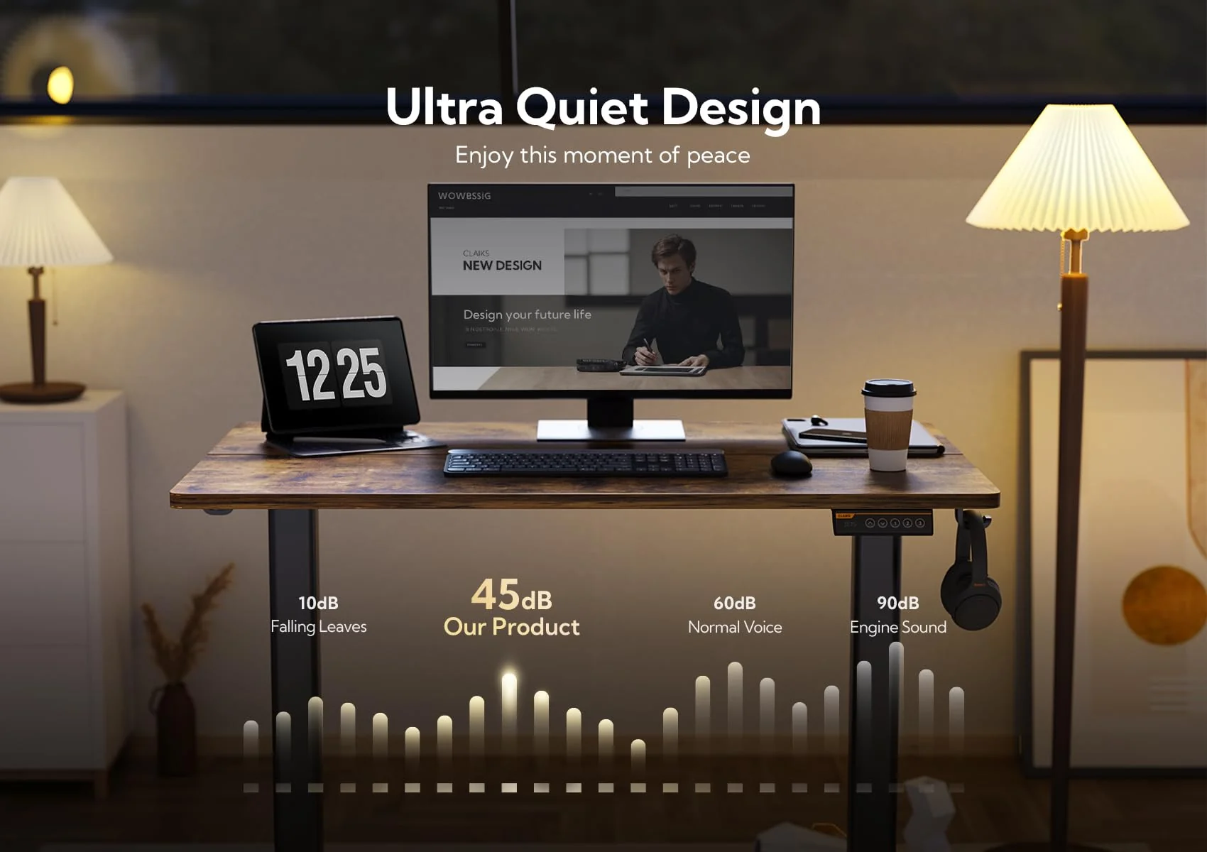 Claiks Electric Adjustable Height Standing Desk 48x24 Inches - Ergonomic Home Office Furniture