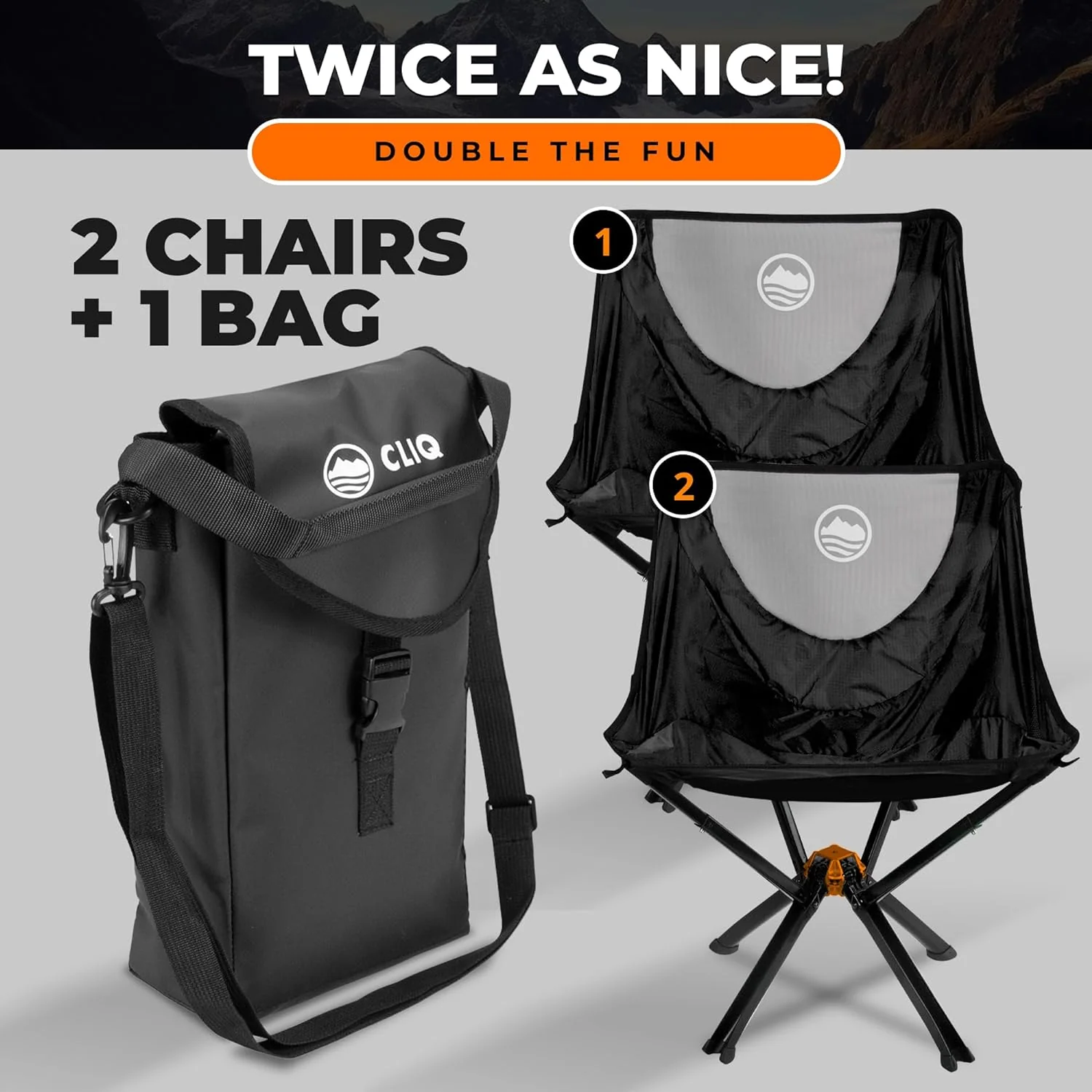 CLIQ Portable Lightweight Folding Camping Chair - Compact, Durable, Quick Setup, Supports 300 lbs