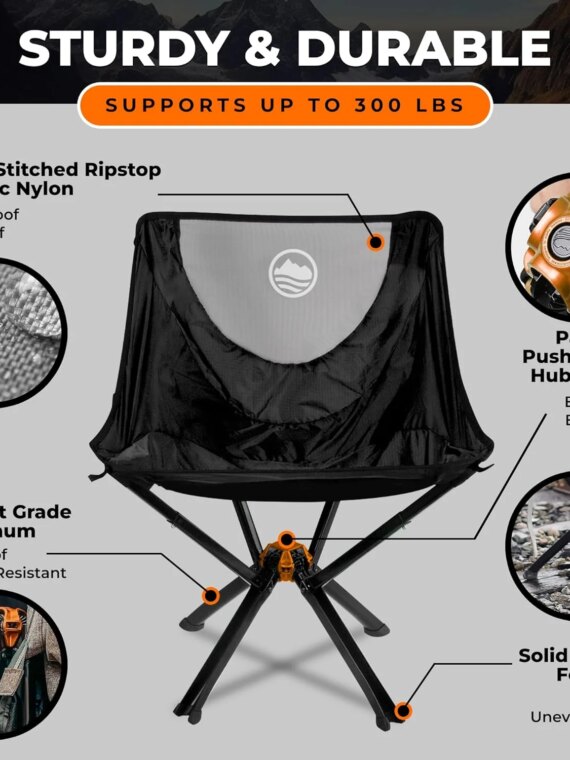 CLIQ Portable Lightweight Folding Camping Chair - Compact, Durable, Quick Setup, Supports 300 lbs