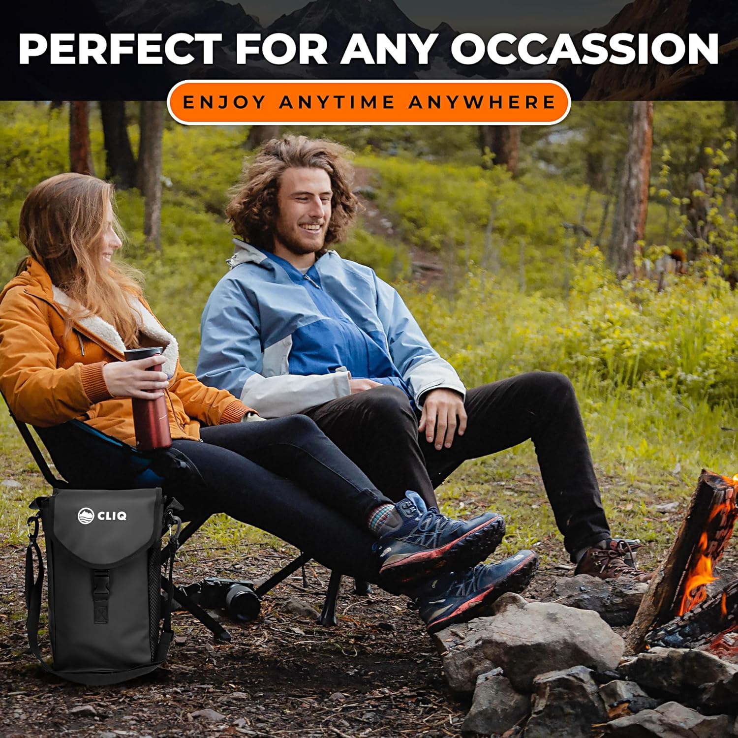 CLIQ Portable Lightweight Folding Camping Chair - Compact, Durable, Quick Setup, Supports 300 lbs