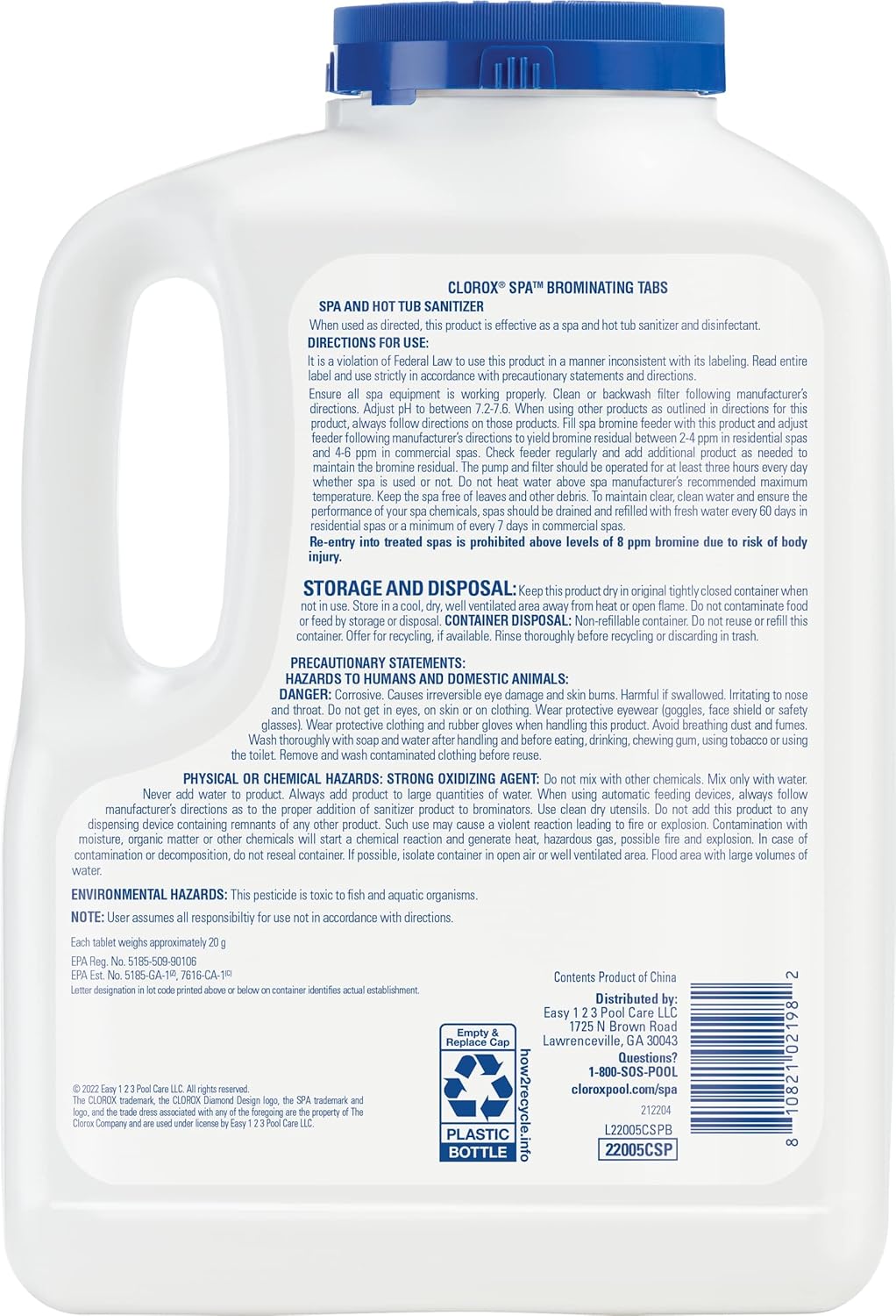 Clorox Pool&Spa Bromine Tablets 5LB - Low-Odor Sanitizer for Spas, Restores Clarity, Slow-Dissolving