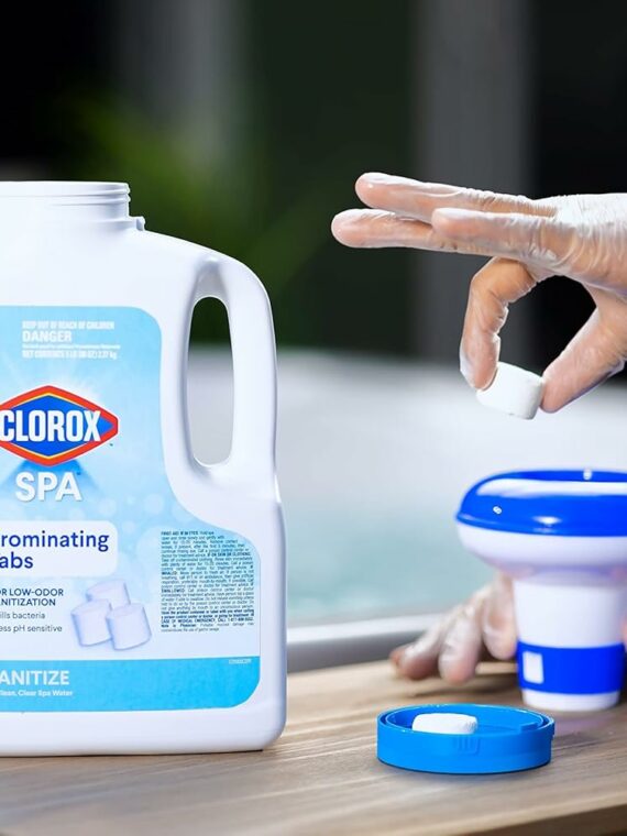 Clorox Pool&Spa Bromine Tablets 5LB - Low-Odor Sanitizer for Spas, Restores Clarity, Slow-Dissolving