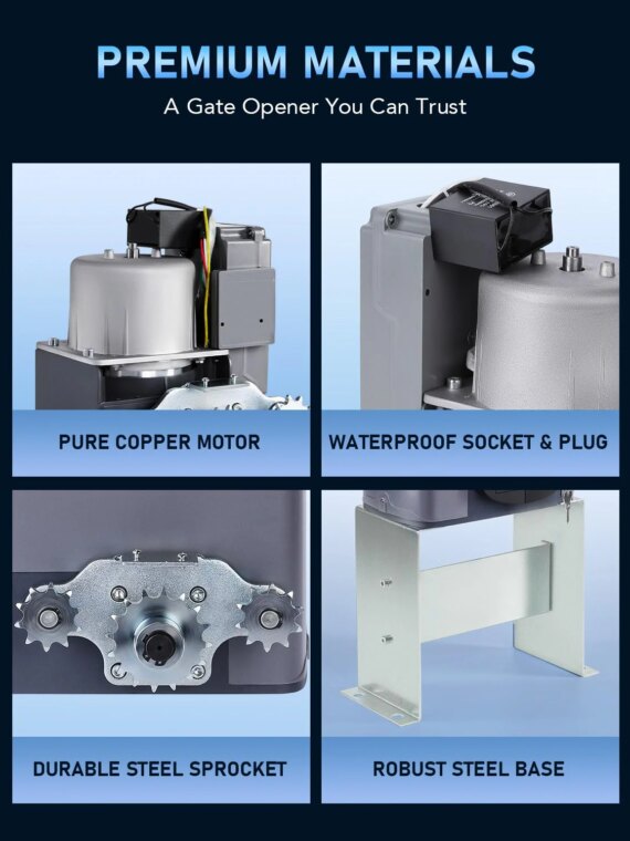 CO-Z 1400lb Sliding Gate Opener, 280W Motor, Remote Access, Durable Steel, Easy Install