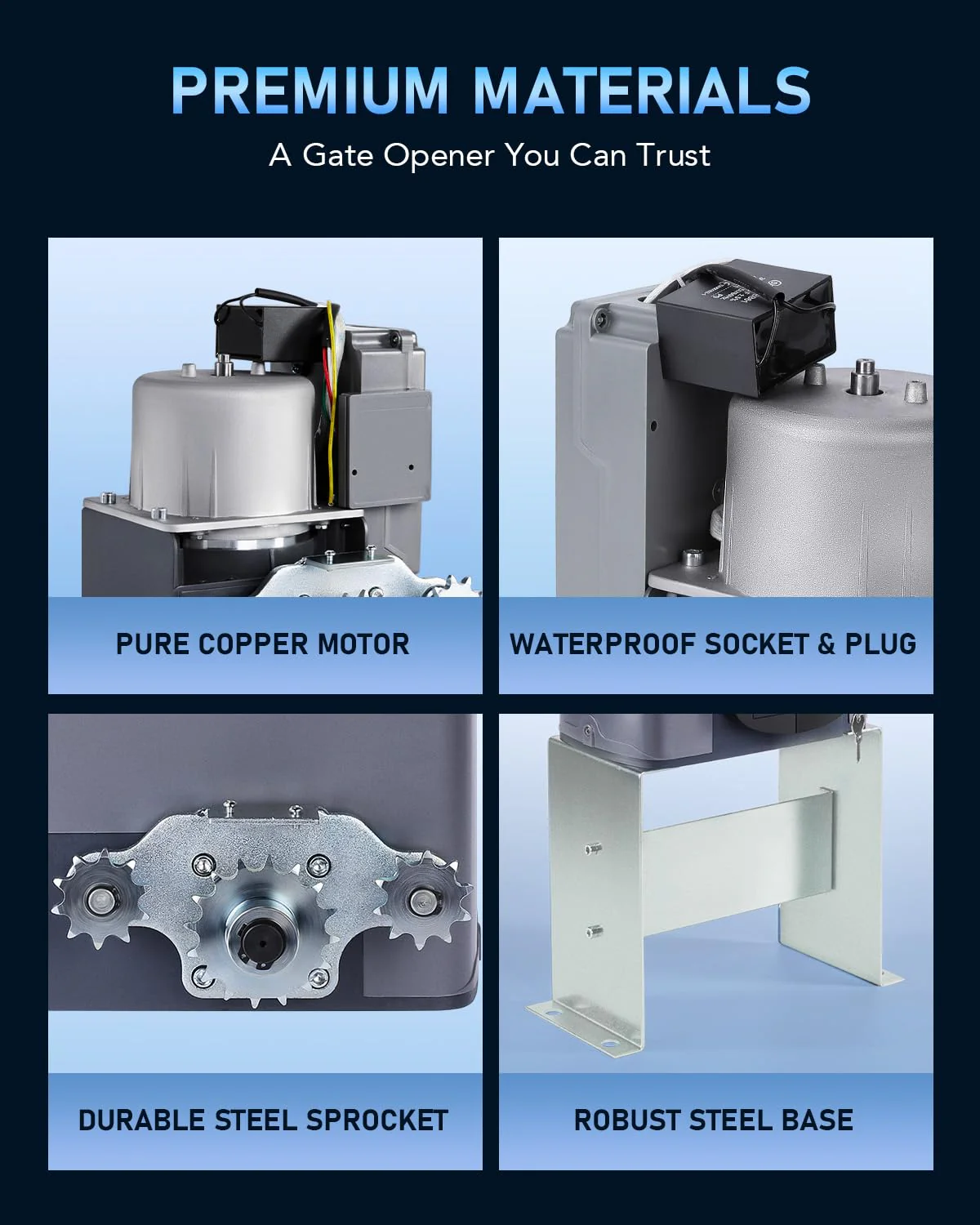 CO-Z 1400lb Sliding Gate Opener, 280W Motor, Remote Access, Durable Steel, Easy Install