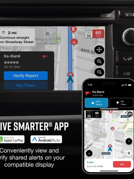 Cobra RAD 480i Laser Radar Detector with Front & Rear Detection, Drive Smarter App, Long Range, DSP, Accessories Included