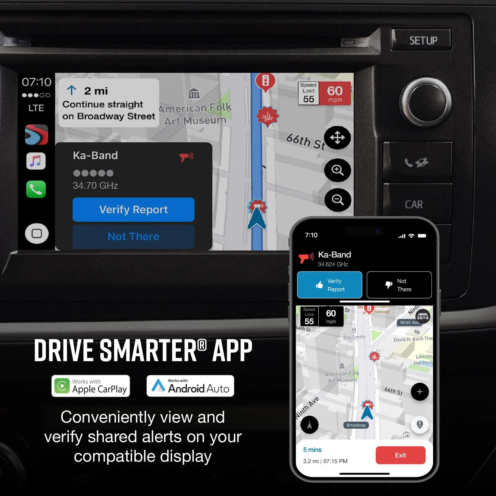 Cobra RAD 480i Laser Radar Detector with Front & Rear Detection, Drive Smarter App, Long Range, DSP, Accessories Included