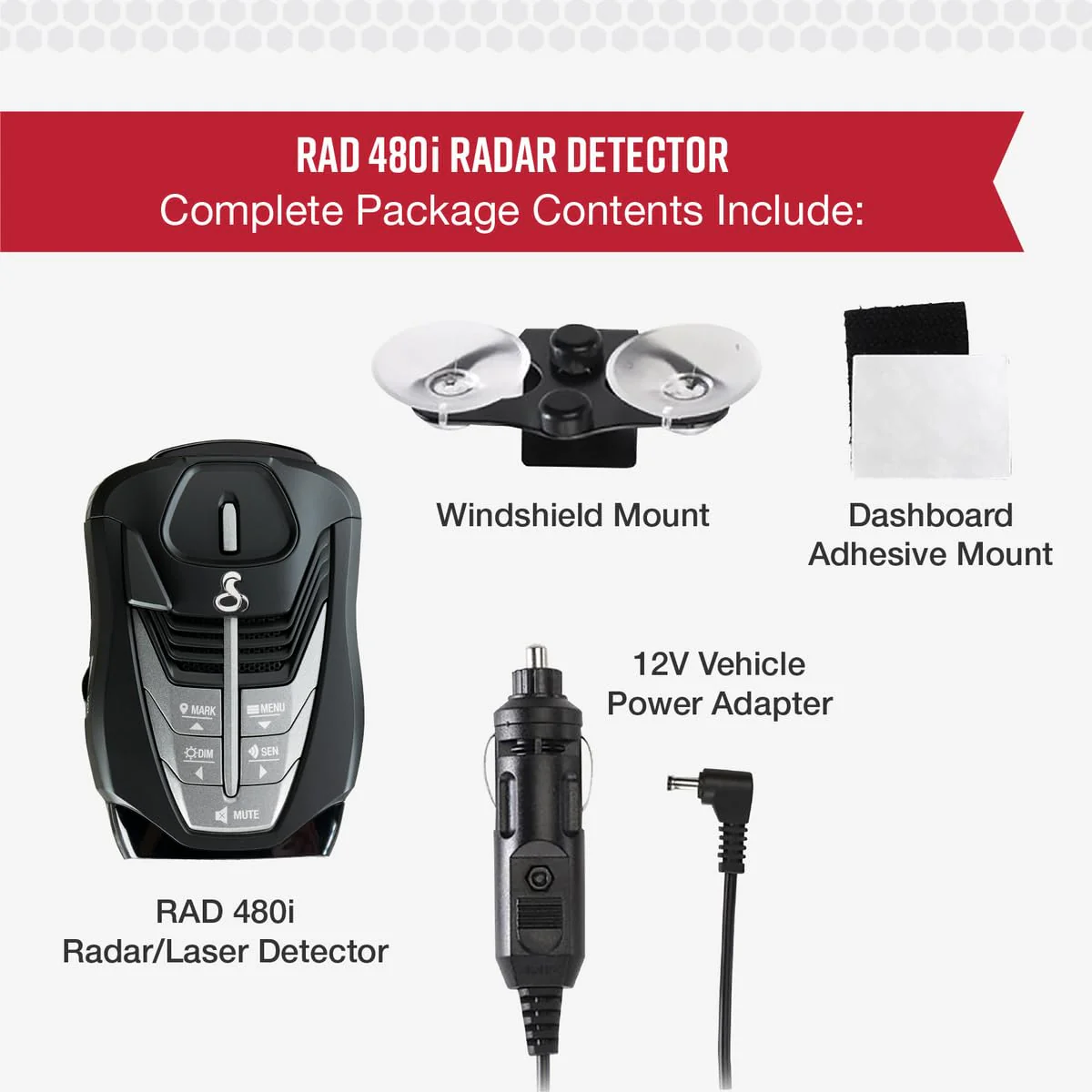 Cobra RAD 480i Laser Radar Detector with Front & Rear Detection, Drive Smarter App, Long Range, DSP, Accessories Included