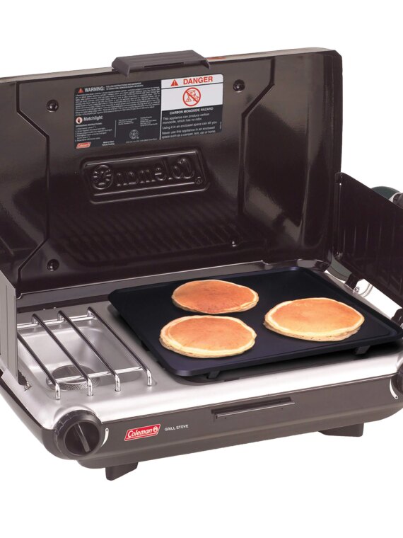 Coleman 2-in-1 Tabletop Camping Grill & Stove, 20,000 BTUs, 4 Burners, 130 sq. in. Grilling Area