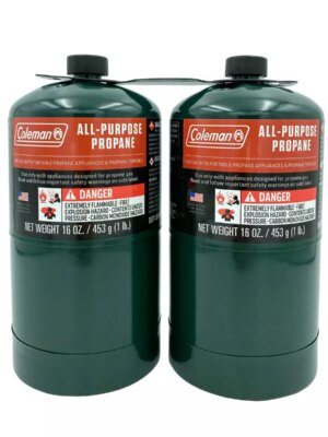 Coleman 2-Pack Propane Fuel Cylinders, 16 oz, CGA 600 Connection, Lightweight & Portable